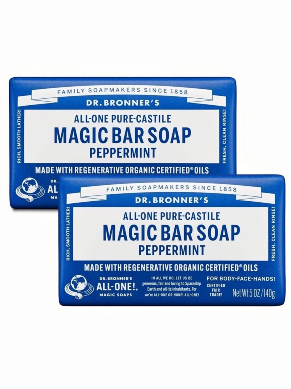Dr. Bronner's Peppermint Pure-Castile Magic Bar Soap Peppermint Magic Bar Soap 2